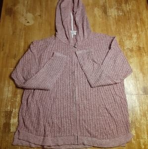 Lands End Linen Zip Front Cadrigan Sweater